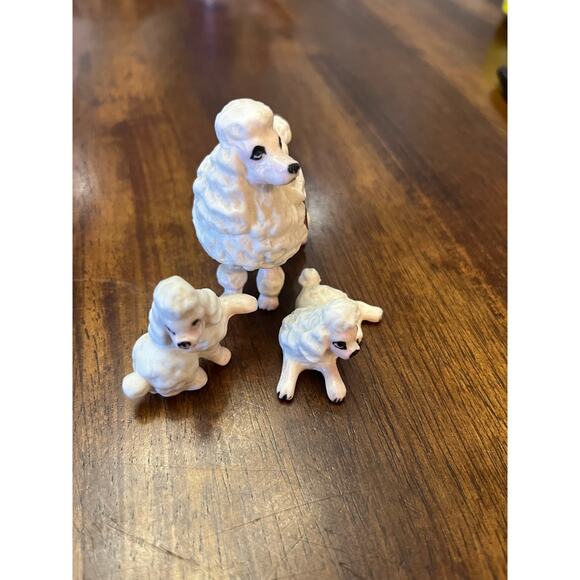 Vintage bone China white poodle lot of 3 - Picture 3 of 3